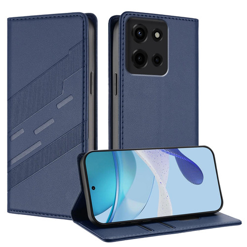 Moto G 2025 Embossed Multi-functional Wallet Retro Leather Phone Case - Dark Blue